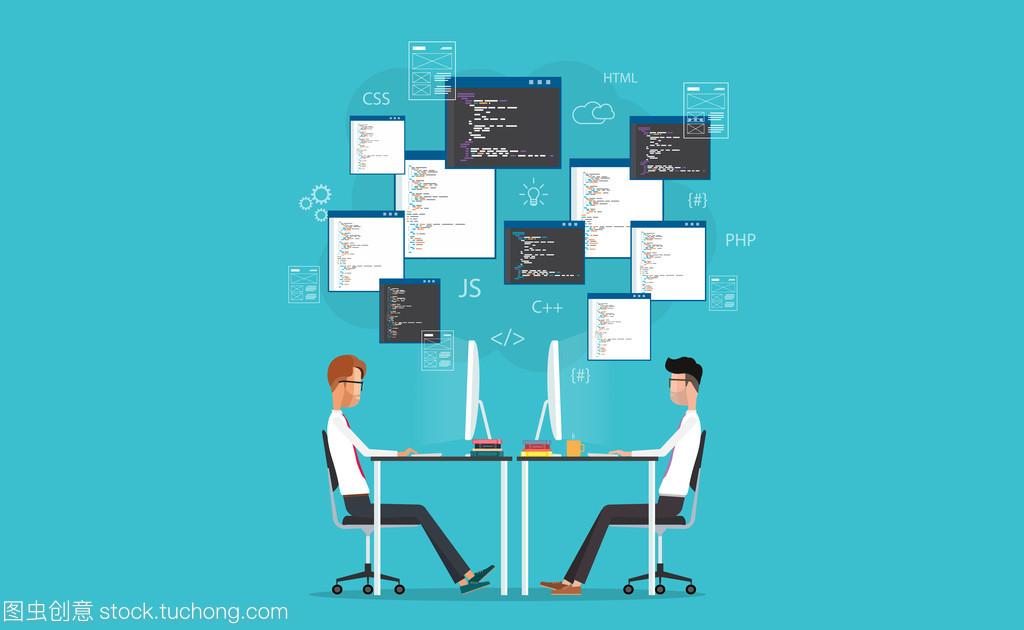 圖形設(shè)計(jì)和 web 開(kāi)發(fā)人員在工作場(chǎng)所工作。為網(wǎng)站和應(yīng)用程序開(kāi)發(fā)